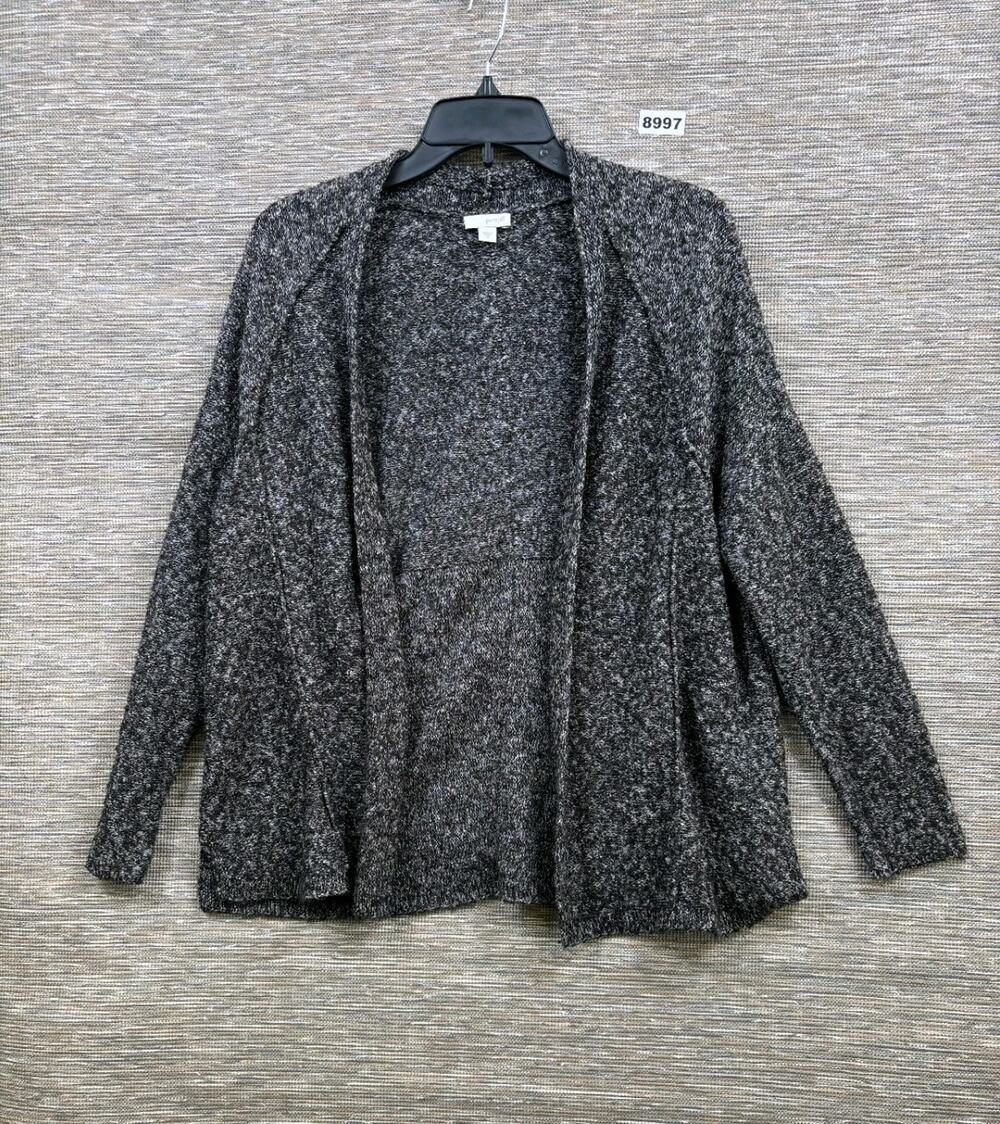Pure Jill Open Front Cardigan Sweater Womens Size XS Black Gray Oversized